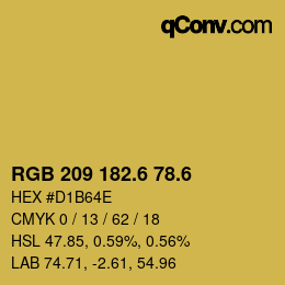 カラーコード: RGB 209 182.6 78.6 | qconv.com