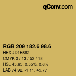 カラーコード: RGB 209 182.6 98.6 | qconv.com