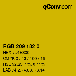 Color code: RGB 209 182 0 | qconv.com