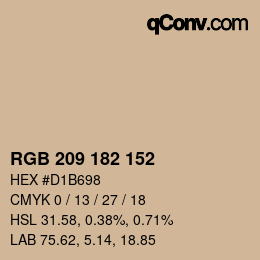 Color code: RGB 209 182 152 | qconv.com