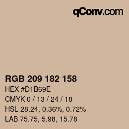 Color code: RGB 209 182 158 | qconv.com