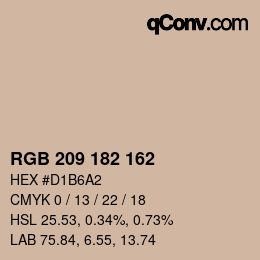 Color code: RGB 209 182 162 | qconv.com