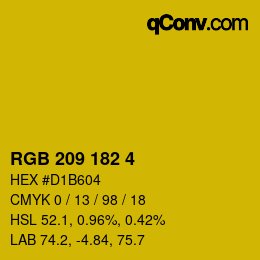 Color code: RGB 209 182 4 | qconv.com