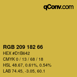 カラーコード: RGB 209 182 66 | qconv.com