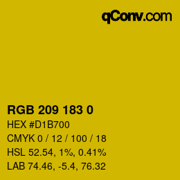 颜色代码: RGB 209 183 0 | qconv.com