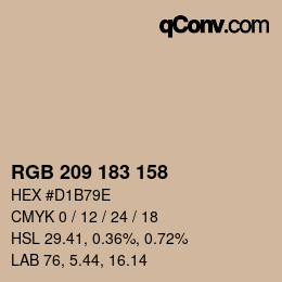 カラーコード: RGB 209 183 158 | qconv.com