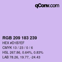 カラーコード: RGB 209 183 239 | qconv.com