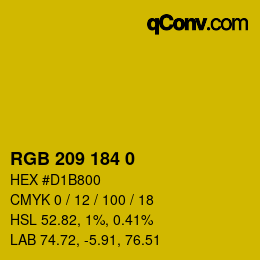 Color code: RGB 209 184 0 | qconv.com