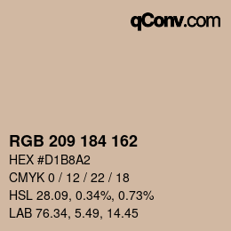 カラーコード: RGB 209 184 162 | qconv.com
