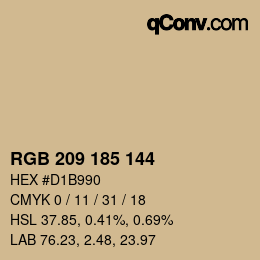 颜色代码: RGB 209 185 144 | qconv.com