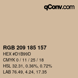 Color code: RGB 209 185 157 | qconv.com