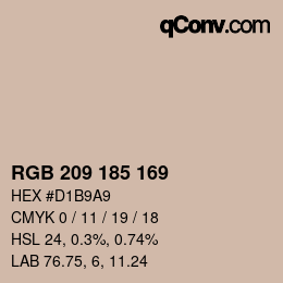 Color code: RGB 209 185 169 | qconv.com
