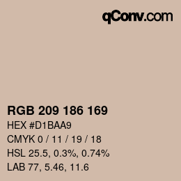 Color code: RGB 209 186 169 | qconv.com