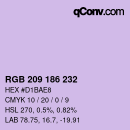 Color code: RGB 209 186 232 | qconv.com