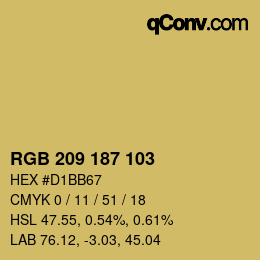 Color code: RGB 209 187 103 | qconv.com