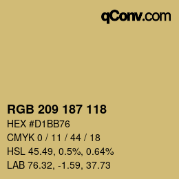 Color code: RGB 209 187 118 | qconv.com