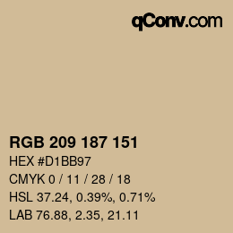 Color code: RGB 209 187 151 | qconv.com