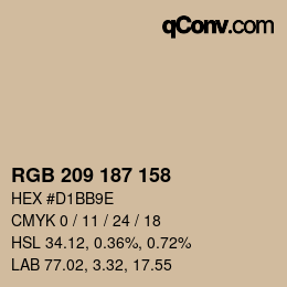 カラーコード: RGB 209 187 158 | qconv.com