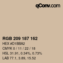 カラーコード: RGB 209 187 162 | qconv.com