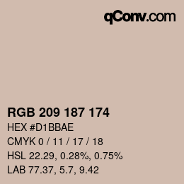 Color code: RGB 209 187 174 | qconv.com