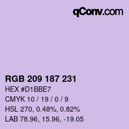 Color code: RGB 209 187 231 | qconv.com