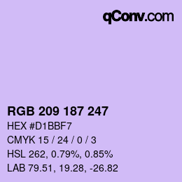 Color code: RGB 209 187 247 | qconv.com