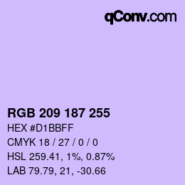 Color code: RGB 209 187 255 | qconv.com