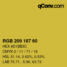 Color code: RGB 209 187 60 | qconv.com