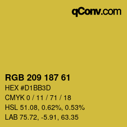 Color code: RGB 209 187 61 | qconv.com