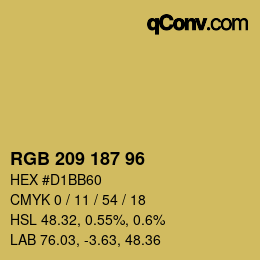 Color code: RGB 209 187 96 | qconv.com