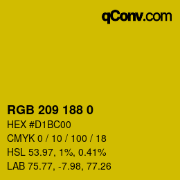 颜色代码: RGB 209 188 0 | qconv.com