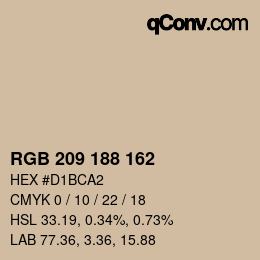 カラーコード: RGB 209 188 162 | qconv.com