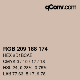 カラーコード: RGB 209 188 174 | qconv.com