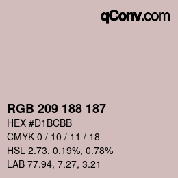 カラーコード: RGB 209 188 187 | qconv.com