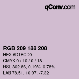 カラーコード: RGB 209 188 208 | qconv.com