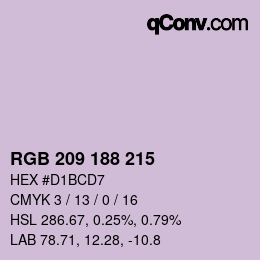 カラーコード: RGB 209 188 215 | qconv.com