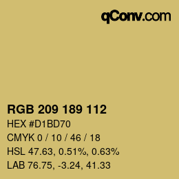 Color code: RGB 209 189 112 | qconv.com