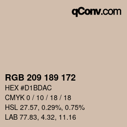 Color code: RGB 209 189 172 | qconv.com