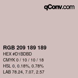 颜色代码: RGB 209 189 189 | qconv.com