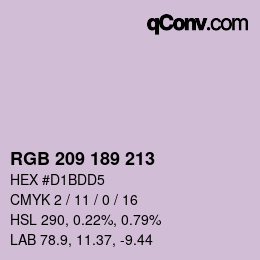 カラーコード: RGB 209 189 213 | qconv.com