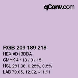 Color code: RGB 209 189 218 | qconv.com