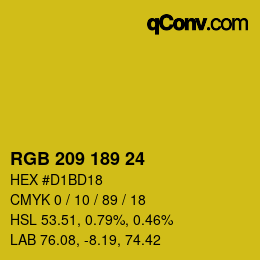 カラーコード: RGB 209 189 24 | qconv.com