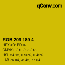 カラーコード: RGB 209 189 4 | qconv.com
