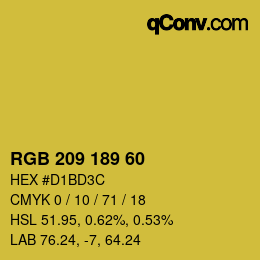 カラーコード: RGB 209 189 60 | qconv.com