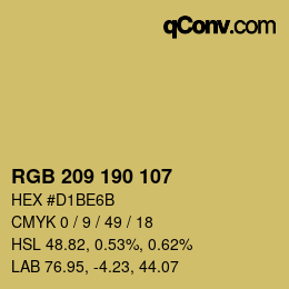 Color code: RGB 209 190 107 | qconv.com