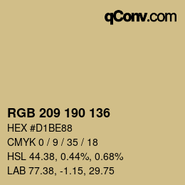 カラーコード: RGB 209 190 136 | qconv.com