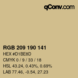 カラーコード: RGB 209 190 141 | qconv.com