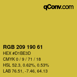 Código de color: RGB 209 190 61 | qconv.com