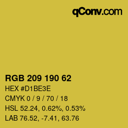 Color code: RGB 209 190 62 | qconv.com