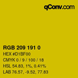 颜色代码: RGB 209 191 0 | qconv.com